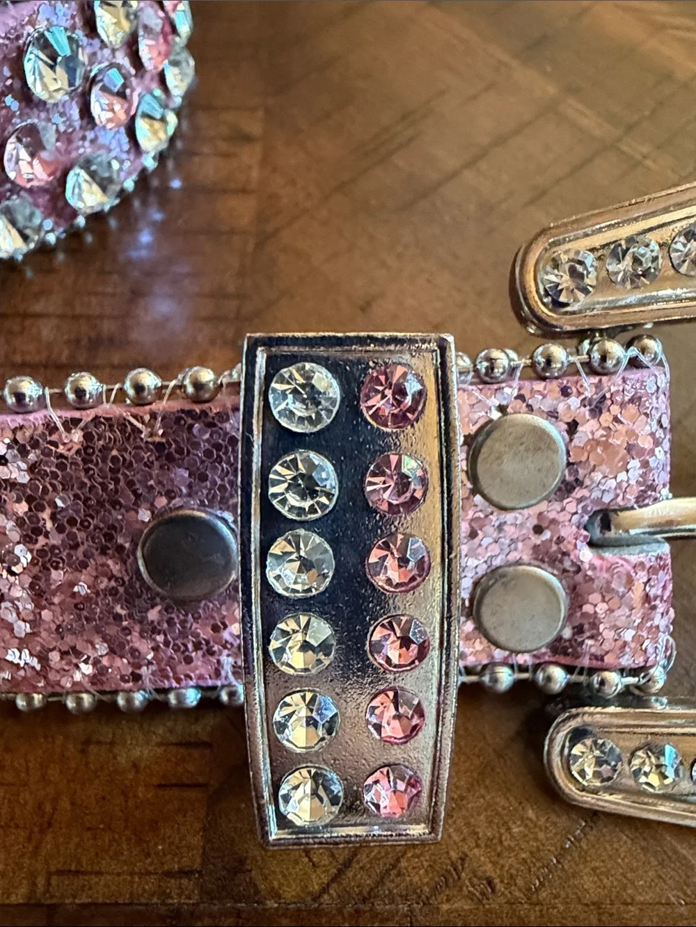 Pink Glitter Western Belt- Bling Cowgirl Rodeo Style - Silver Buckle and Tip